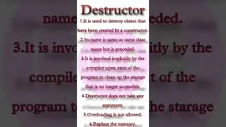 difference between constructor and destructor in c++ in hindi 