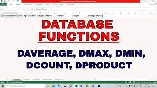 Database Functions (DSUM , DAVERAGE , DCOUNT , DMAX , DMIN , DPRODUCT) #excel #exceltutorial #shorts