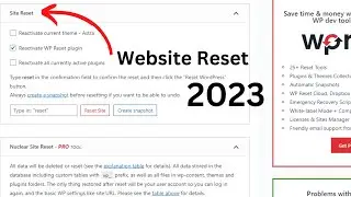 How to Reset WordPress Website 2023 || WordPress Booster 2023 || WordPress for Beginner 2023