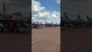 Line up of F16 Fighting Falcons at RIAT 2024