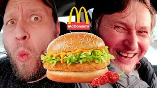 Trying McDonald's Spicy Ghost Pepper Chicken Sandwich with My Dad