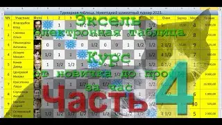 Эксель. Excel. Курс для новичков "Электронные таблицы". Часть 4. Турнирная таблица шахматный турнир.