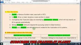 CLASS 8 :CH 10- FUTURE POSSIBILITIES OF AI- EXERCISE SOLUTION