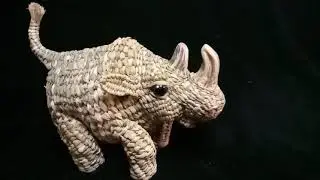 Wicker rhinoceros  sculpture with two horns,10.6
