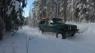 Jeep XJ on 31s vs fresh snow fall , Do I make it to the secret lake ?    #jeep #4wd #snowwheeling