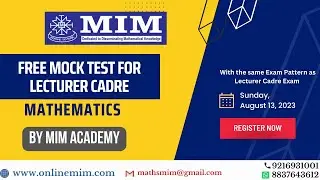 Free Mock Test on 13th August for Punjab's Lecturer Cadre Mathematics Exam by MIM Academy!