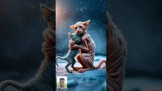 Poor green kitten looking for mom + snowy rescue #story #cat #cute #ai