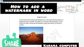 how to add a watermark in word.......