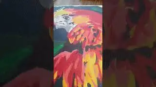 вот такая красивая картина по номерам з попугаем.