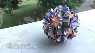 Fireflies Kusudama - PrwOrigami Folding Tutorial 【くす玉・折り紙】