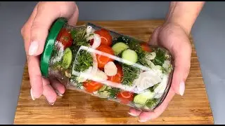 Всё лето готовлю ароматную закуску из овощей в БАНКЕ. Съедается она у нас за раз!