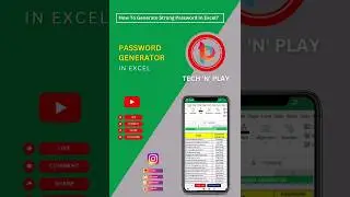 Generate Strong Password In Excel #shorts #excel #exceltricks #msexcel #exceltips @tech-n-play ​🔥