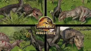 Therizinosaurio vs carnívoros grandes - jurassic world evolution 2