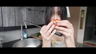 Staring at the grass in the rain… and cooking
