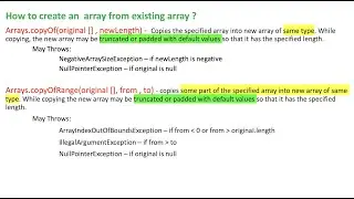 How to create a new array from existing array? || Arrays.copyOf() Vs Arrays.copyOfRange()