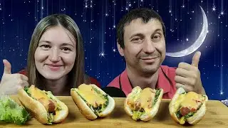 МУКБАНГ ХОТ ДОГ ДОМАШНИЙ | MUKBANG HOMEMADE HOT DOG. RUSSIAN FOOD | 