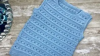 🩵 CHALECO AZUL CIELO TEJIDO A CROCHET