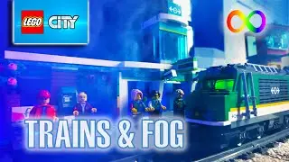 Powered Up LEGO Trains and Fog Machine | Train Station Announcements