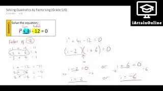 Solving Quadratic Equations by Factorising (Grade 6)