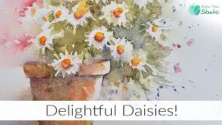 Loose Watercolour Daisies in a pot
