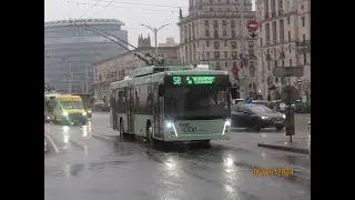Минск, поездка в троллейбусе МАЗ-203Т70, парк.№ 4300, марш.58 (06.05.2024)