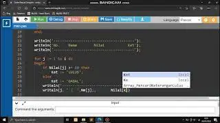 Membuat Program Menampilkan Keterangan Lulus/Gagal Dengan Menggunakan Tipe Data Array Pada Pascal