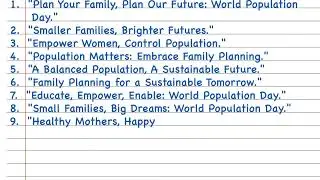 Top 15 Slogans On World Population Day In English | Best World Population Day Slogan