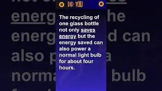 Did You Know Recycling one glass bottle saves enough energy QUIZ #6 #facts #viral