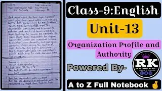Class 9 English Unit 13 //  Organization Profile and Authority // Full Exercise Notebook 2080