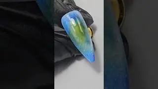 Необычный дизайн с акварельными каплями. Кошка серебро Luna #nails #дизайнногтей #кошка #cateye