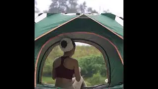 Asian Young Girl Solo Camping with Small Tent on The Nature
