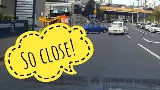Dash cam crash close call