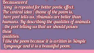 animals poem appreciation class 10 ssc