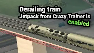 GTA San Andreas - Derailing Train w/ Jetpack from Crazy Trainer Enabled
