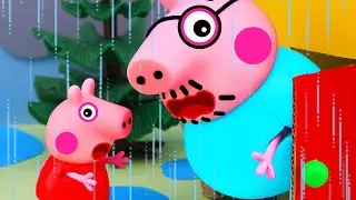 Daddy Pig and playhouse, Doll House, rain, Peppa Pig Animation