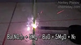 Reaction of magnesium with barium nitrate | Ba(NO3)2 + 5Mg = BaO + 5MgO + N2