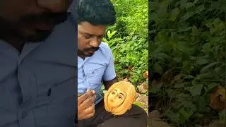 How to make a human face from coconut handicrafts | home decore