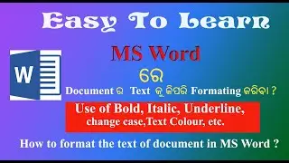 MS Word || home tab font section in ms word(in odia) in easy to learn by Tapas Mishra