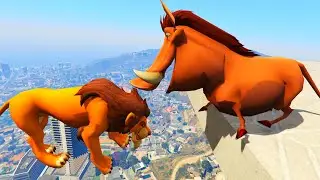 🦁🐗 Scar vs Pumbaa: Water Ragdolls GTA 5 Funny Moments in 4K! 🎮😂