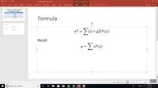 Excel - Version 16 - Variance of a Discrete Population Probability Distribution