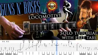Guns N' Roses - Locomotive main guitar solo lesson (with tablatures and backing tracks)