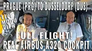 FULL AIRBUS COCKPIT FLIGHT: PRAGUE  🇨🇿 (PRG) TO DÜSSELDORF 🇩🇪 (DUS)!  IN REALTIME!  ! 6 CAM + AUDIO