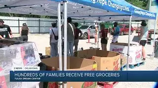 Hundreds of families receive free groceries from Tulsa Dream Center