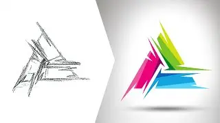Sketch to Vector - Drawing a Colorful Triangle Vector Logo