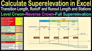 How to Calculate Superelevation Transition | Runoff and Runout Length and Stations in Excel