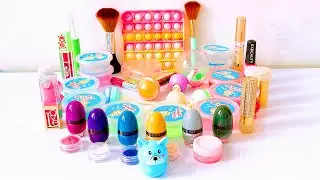 Mixing Rainbow slime!!! satisfying slime mixing,nailpolish,lipstick,glitter,eyeshadow | ASMR