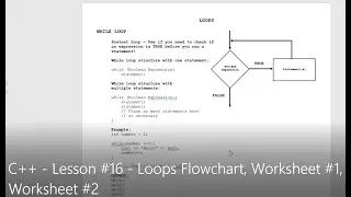 C++ - Lesson #16 - Loops Flowchart, Worksheet #1, Worksheet #2