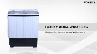 FOXSKY 8 kg Semi Automatic Top Load Washing Machine White, Black