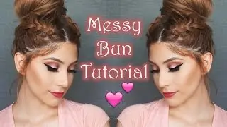 Messy Bun With Braids Tutorial | No Heat Hairstyle ♡