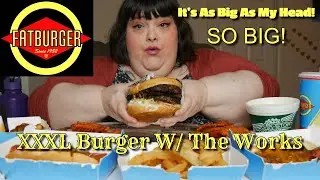 Fatburger Monster XXXL Burger with the Works Mukbang It's As Big As My Head